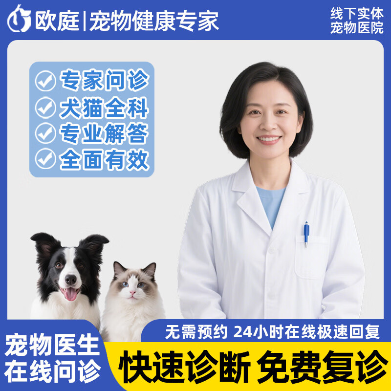 欧庭宠物医生兽医问诊24小时宠物医院在线咨询猫咪狗看病线上医疗服务 【主任医师】全程跟踪治疗 国家认证兽医/专业诊疗资质