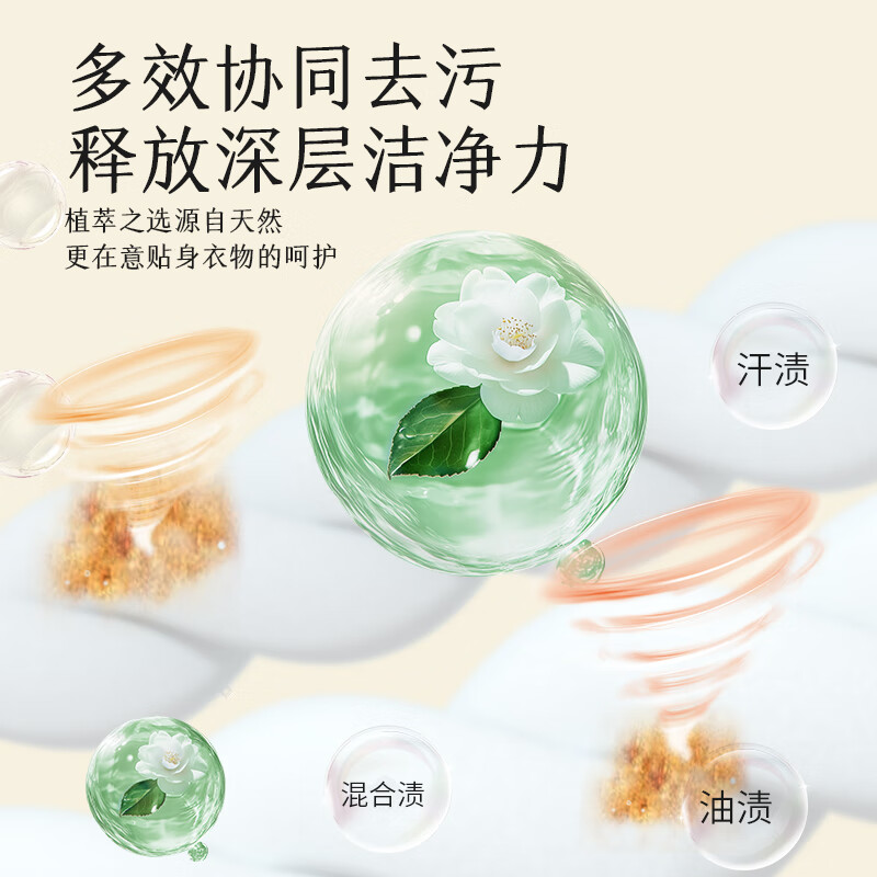 漫花山茶花洗衣液 留香持久深层洁净香氛去污护色柔顺护衣 5.2斤*1袋 图 4