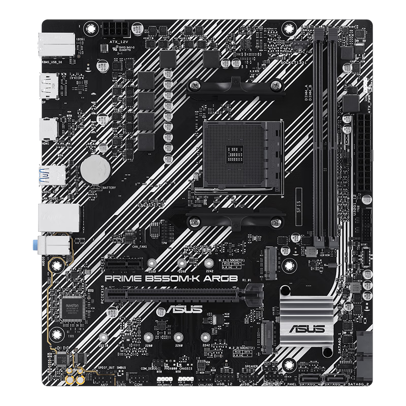 ��˶��ASUS��PRIME B550M-K  ARGB����֧��CPU 5700X/5700G/5600��AMD B550/socket AM4��  649Ԫ