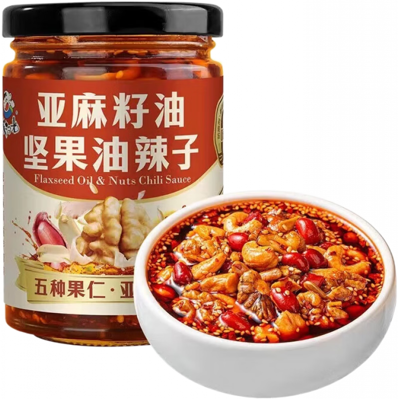 飯掃光亞麻籽油酥辣醬香脆川式紅油辣椒拌菜堅(jiān)果油 210gx4瓶