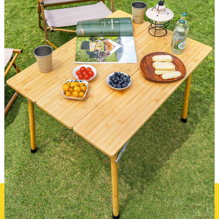 原始人戶(hù)外桌椅折疊桌竹木長(zhǎng)桌露營(yíng)桌子便攜式野餐桌燒烤桌子全套 楠竹三折桌