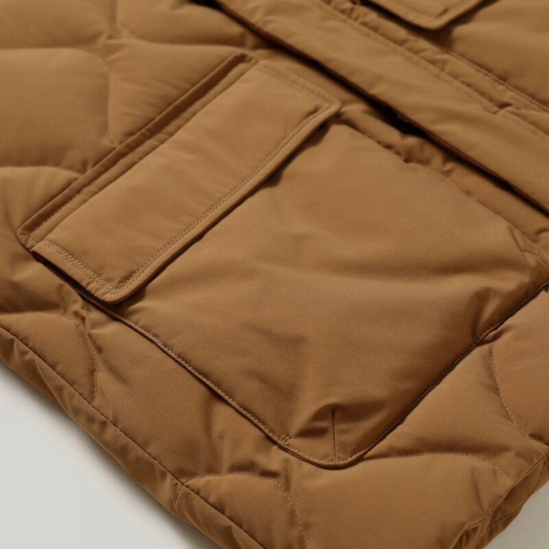 雪中飞秋冬新款男士休闲防风保暖工装大口袋立领连帽羽绒服 黑色|8056 XL /180/96A