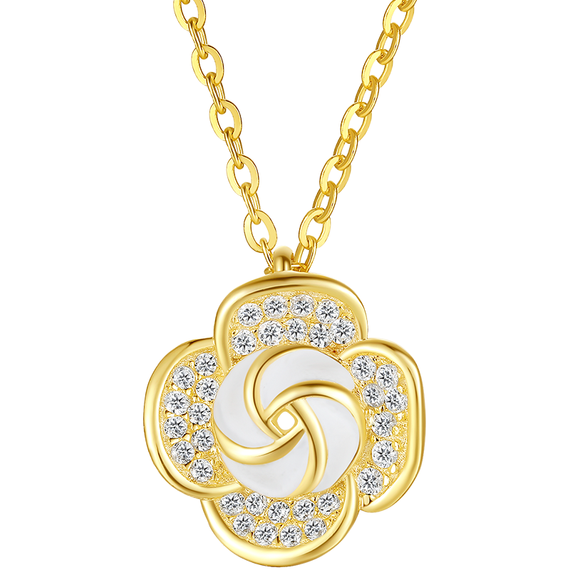 周六福（ZLF）新年礼物 S925银饰项链女玫瑰花吊坠月光小众轻奢链坠 5cm 链坠链长40+