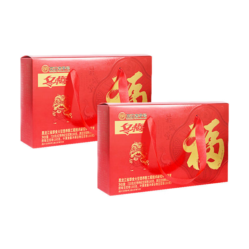冬梅豆?jié){粉豆奶粉新春禮盒組合豆?jié){粉送人禮品裝黑豆紅棗枸杞豆?jié){ 新春福滿堂款