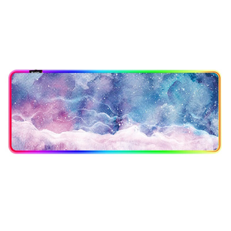 RGB发光桌垫超大鼠标垫游戏电竞锁边防水键盘滑鼠垫RGB炫光 RGB发光垫-瑞雯英雄-300*800*4mm