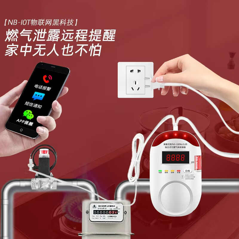 立可安 燃气报警器天然气报警器家用厨房甲烷天然气泄漏自动切断阀 【独立款】天然气报警器