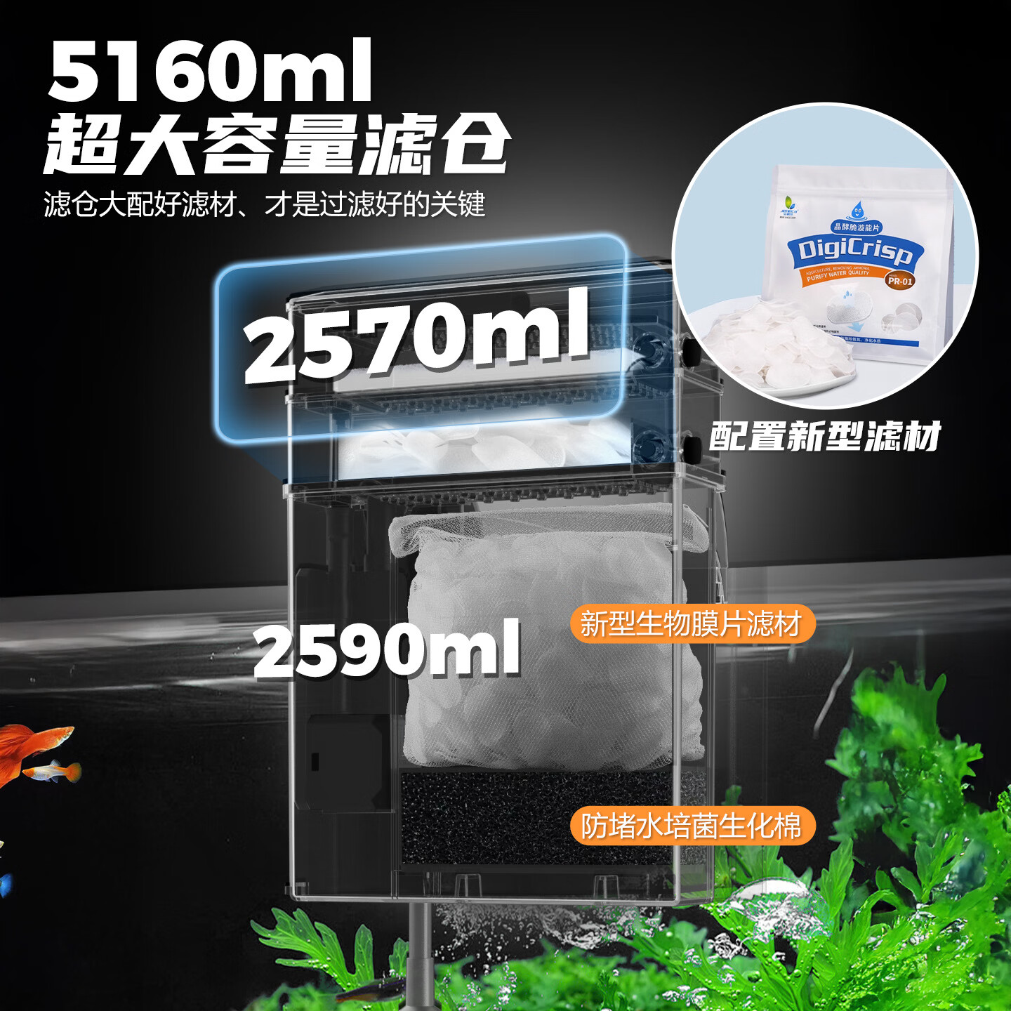 金利佳鱼缸壁挂过滤器大容量瀑布式净水循环增氧干湿分离xp-36ultra 高水位适用/10w【XP-33Ultra】(除油膜款)