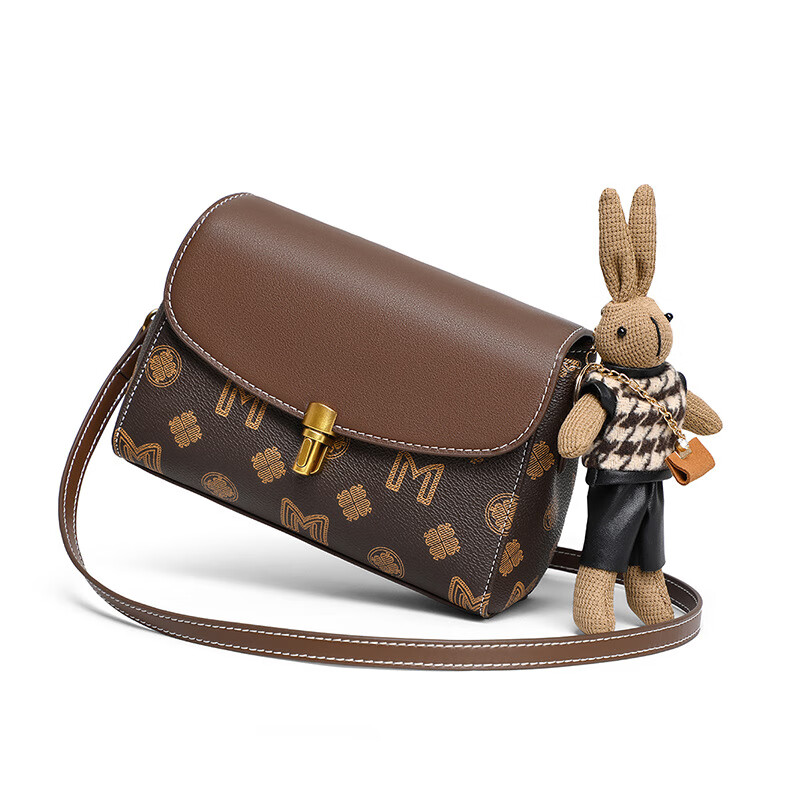 纪诗哲(GIEVSZHE)轻奢包包女包单肩包女士斜挎包七夕圣诞节送女友老婆妈妈节日礼物 米白配棕 精美礼盒