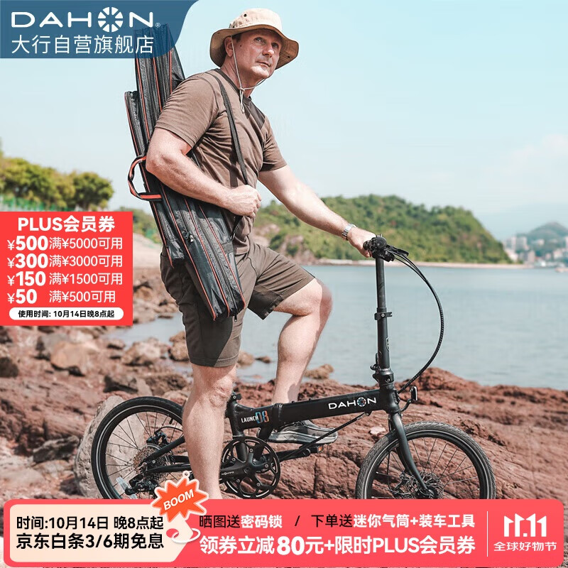大行（DAHON）折叠自行车20英寸8速铝合金D8碟刹版KBA083暴龙款  黑色