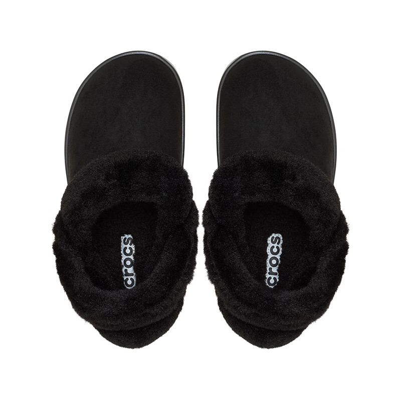 CROCS卡骆驰白鹿同款经典雪绒仿麂皮洞洞鞋保暖男女同款棉鞋|212106 黑色-001 39 (240mm)