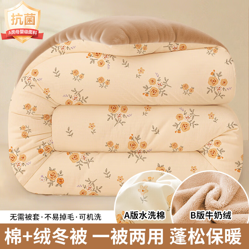 高睿冬天加厚牛奶绒被子冬被保暖被芯单人宿舍学生春秋被棉被铺盖褥子 抗菌款-冬日絮语【双面可用】 冬被：180*220cm【约8斤】