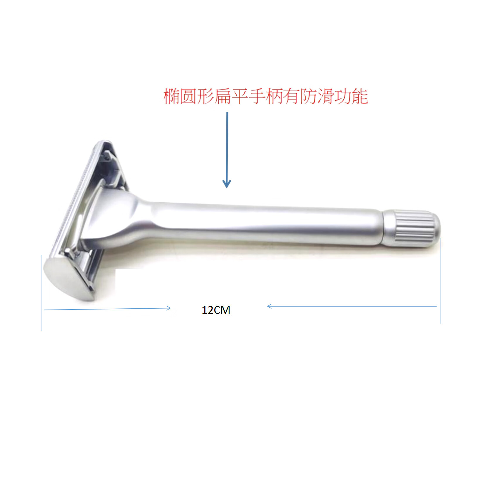 【精选】男士旋开式蝶形刀头手动刮胡刀防刮伤设计合金剃须刀老式 珍珠镍色 (1个装)