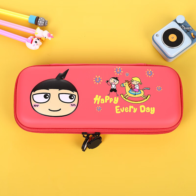 米小圈拉鏈筆袋純真年代EVA文具盒3D雙拉頭鉛筆盒小學(xué)生禮物獎(jiǎng)品 純真年代紅色