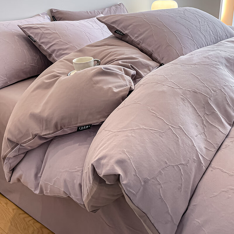 苏萱轻奢高级感加厚磨毛四件套2025新款纯棉全棉被套秋冬款床单三件套 经纬赋 2.0m 床单款 四件套-被套220x240cm