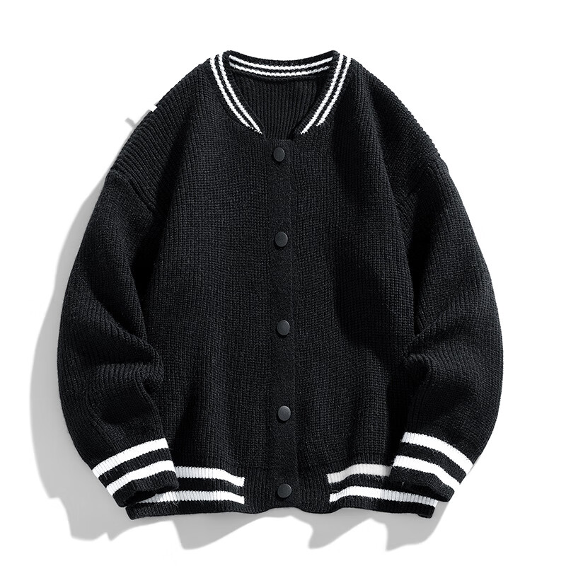 kainifu棒球领毛衣男开衫学生针织外套新款秋冬上衣 军绿色 2XL