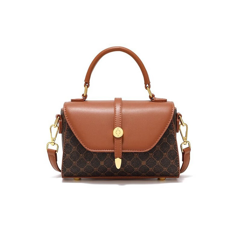 游子吟包包女包2026新款撞色印花手提小包包斜挎包送女友老婆生日礼物 棕色-轻奢品牌女士包包