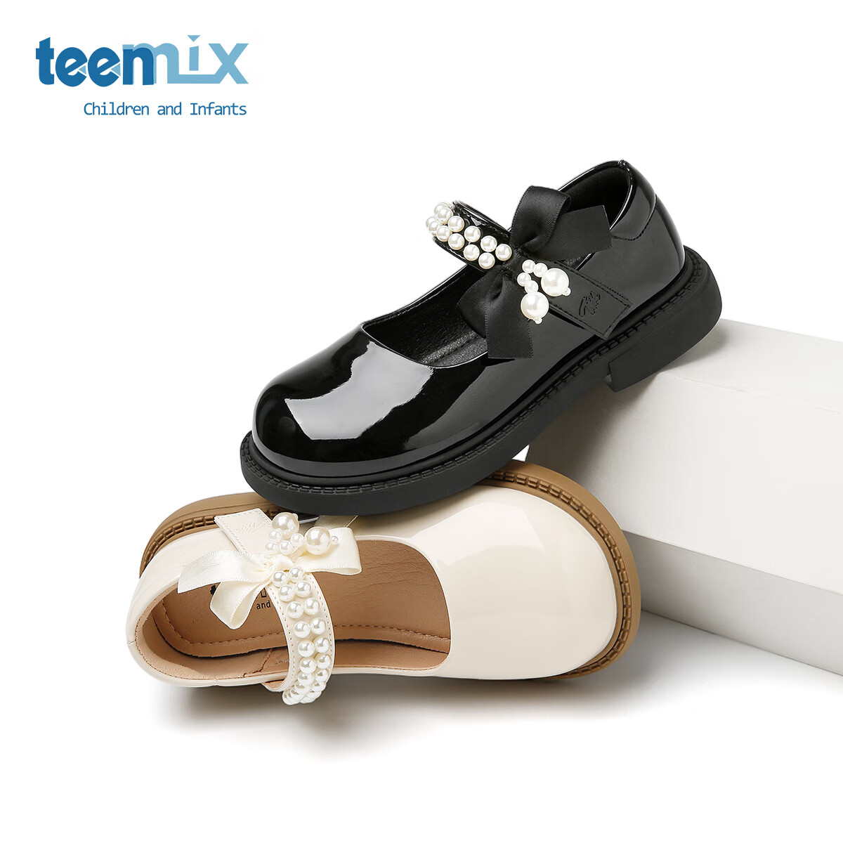 天美意天美意儿童2025秋季新款女童中大童软底皮鞋女孩时尚百搭公主单鞋 黑色 30