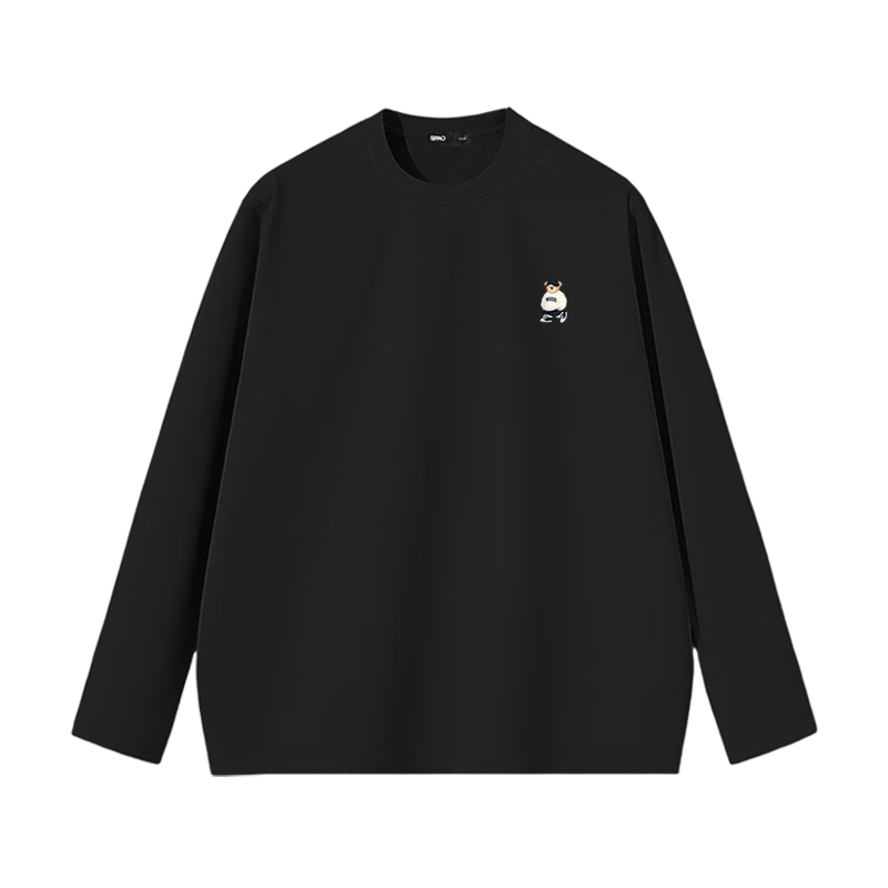 SPAO韩国同款小熊加绒加厚保暖上衣男款秋冬休闲百搭T恤SPCX25SG02LD 白#SP象牙熊-刺绣车 XL 【建议140-160斤】