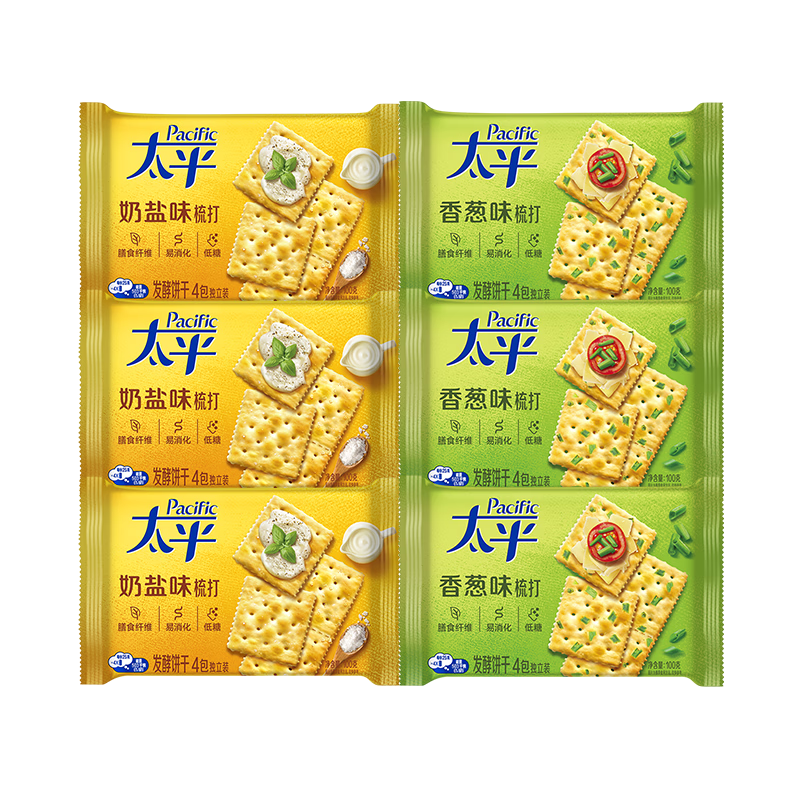 太平苏打饼干100gX6连包多口味 休闲零食大礼包 早餐下午茶 口味随机
