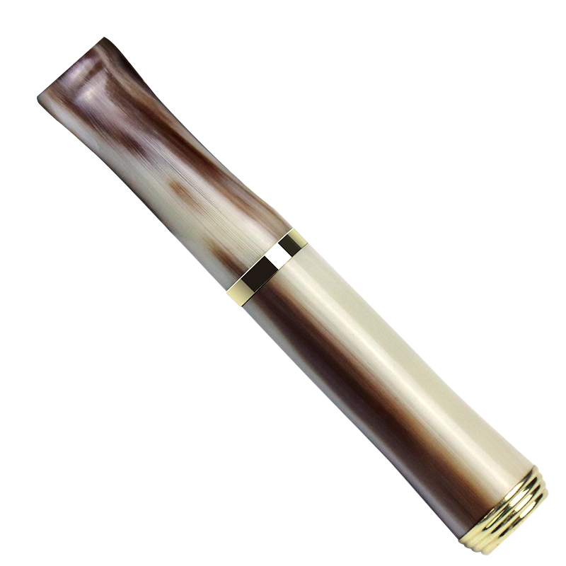 绿伞烟具烟嘴滤芯型高档净烟器过滤烟嘴过滤器牦牛角烟嘴粗细烟两用男 礼盒装牦牛角+30颗虫草滤芯