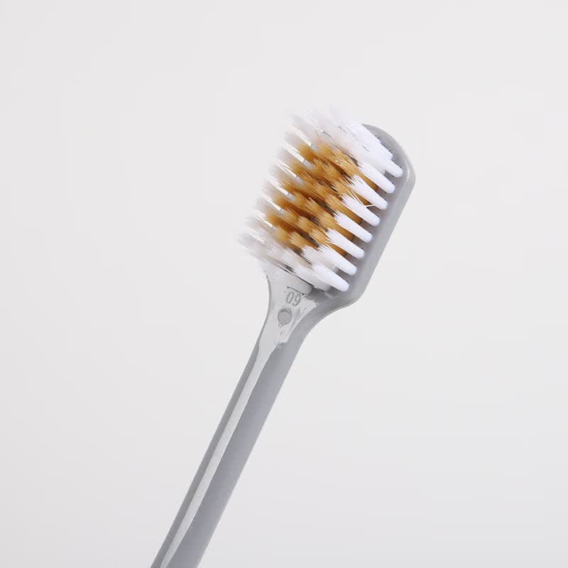 3支装日系简约牙刷宽头细毛成人家用家庭装情侣旅行便携软毛牙刷 牙刷-1盒装(黑白灰 3支 五盒装