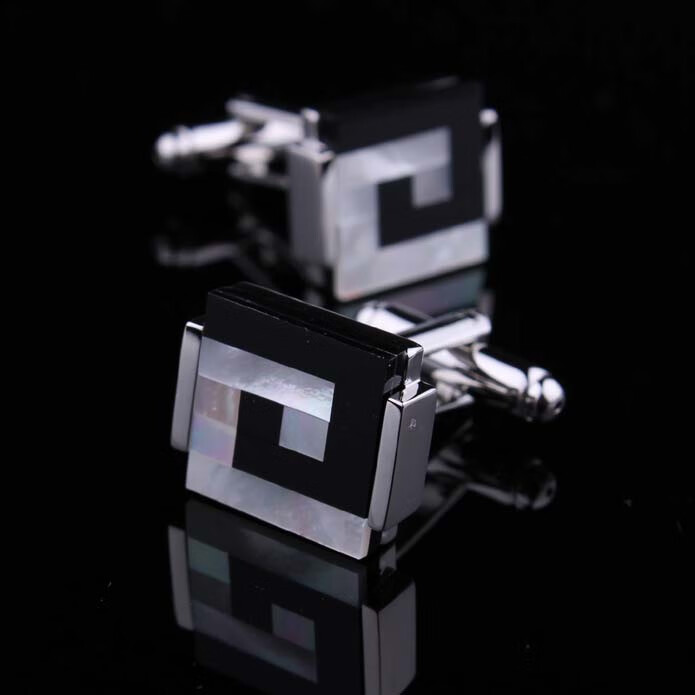 獵尚深海貝殼袖釘袖扣 法式袖扣袖釘 男士法式袖扣袖釘 XIUKOU 黑白貝殼袖扣_黑色