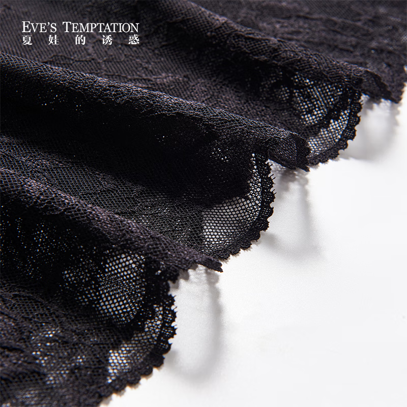 夏娃的诱惑(EVE'S temptation)性感蕾丝美背带胸垫免穿文胸一体式内搭女士吊带背心 星辰黑 L 推荐95-110斤