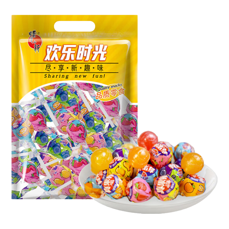 蜡笔小新真果棒棒糖 500g 多种水果味休闲零食儿童生日礼物散糖