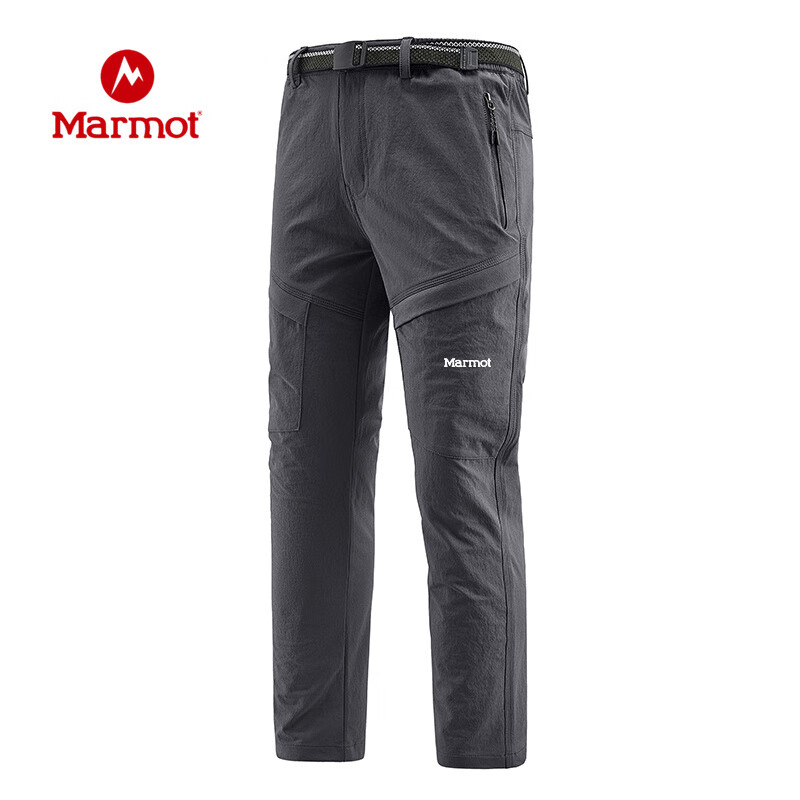 土拨鼠男秋冬季新款户外防风防水工装裤运动休闲耐磨保暖长裤男装 灰色 M 90--110斤