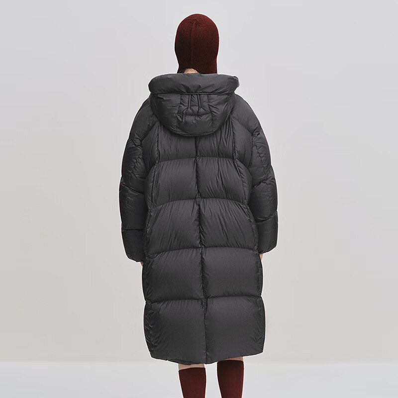 乐町【火山岩】长款面包羽绒服泡芙外套 乌黑(现货) M