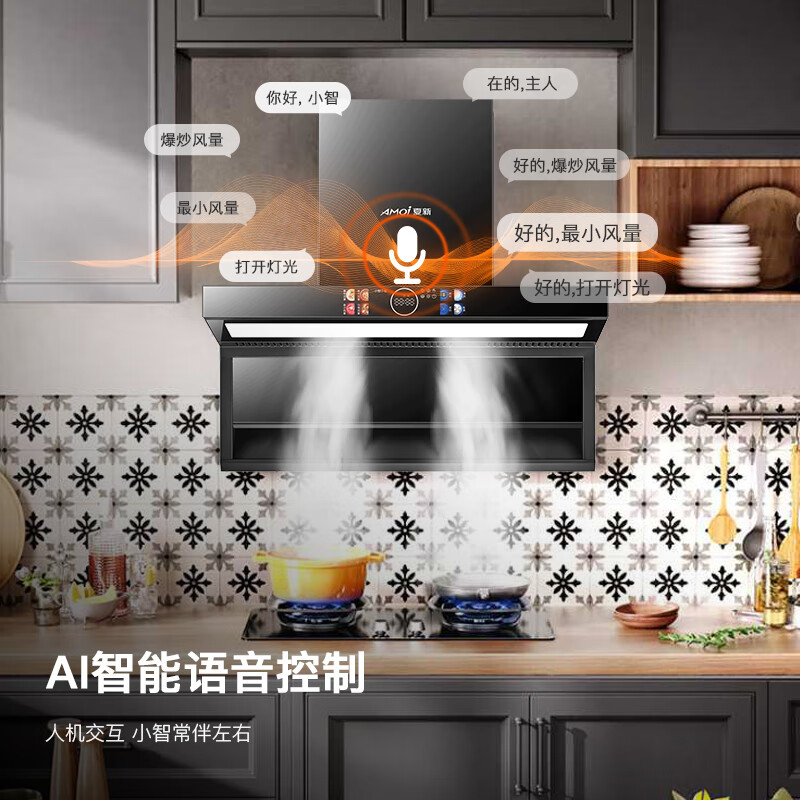 夏新油烟机顶侧双吸变频家用大吸力静音自洁大风量挥手智控AI声控柔光灯省电一级能效厨房7字型抽烟机 热销款+90大彩屏声控大灯+36变频增压+煤气感应 上门安装