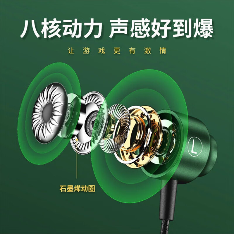 昇亿昊手机耳机有线入耳式3.5mm圆头孔弯头电竞游戏音乐听歌适用华为小米oppo荣耀vivo红米 3.5mm圆插头【线控调音】黑色