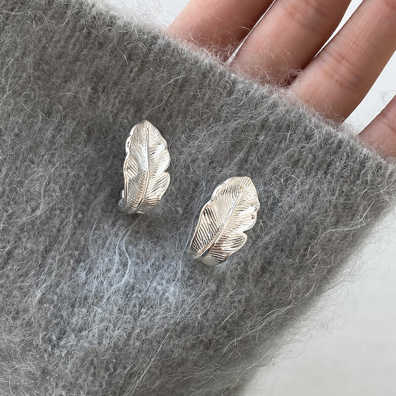 �������캫��S925insС����Ƹ�С��Ҷ����Ҷ�Ӳ���������Ů�� ��ɫ 925��