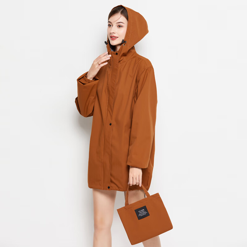 Freesmily简约成人短款跑步徒步学生时尚成人运动户外男女雨衣上衣 风衣 1029姜黄 XXL 1件