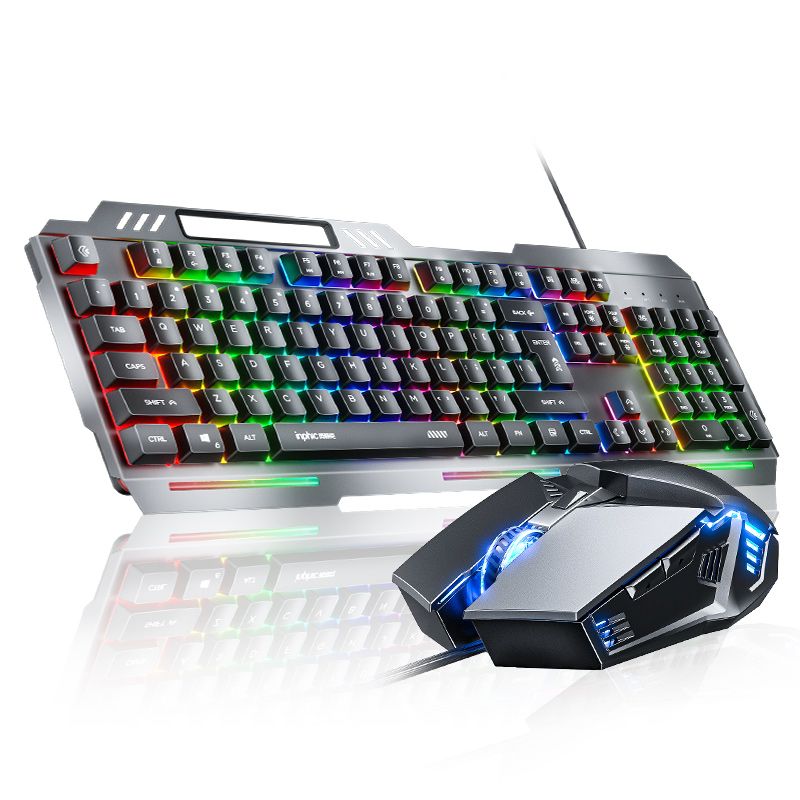 英菲克K2键盘鼠标套装有线电脑游戏电竞usb静音网吧办公男生家用 K2金属电竞套装【键盘+鼠标】 有线 108