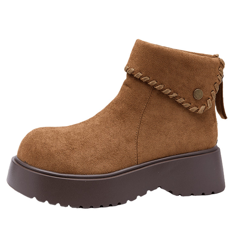 西遇（Westlink）厚底勃肯短靴女2025新款秋冬小个子增高美拉德马丁靴圆头短靴 驼色 35 (225)