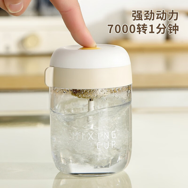 美之扣打蛋器电动家用小型烘焙蛋糕搅拌奶油打发器全自动无线咖啡打泡器搅拌器打发器 浅咖色【电动打蛋搅拌/带过滤器】