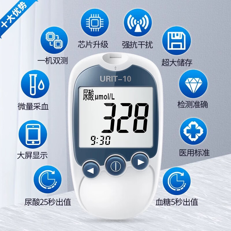优利特U10尿酸检测仪家用血糖仪双功能医用精准试纸测尿酸的仪器 （无机器）25条尿酸试纸+25采血针+25酒精棉片
