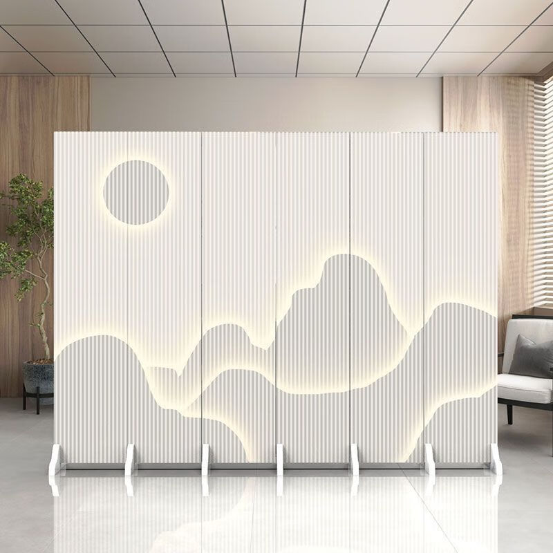 海诗圣堡中式屏风隔断客厅遮挡饭店包间移动折叠办公室会议室简易双面折屏 B1 4扇防透1.6米宽*1.8米高