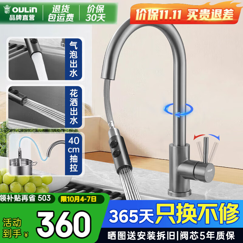 ŷգOULINˮͷ304ֳʽˮͷϴͷ360˫ˮ107H