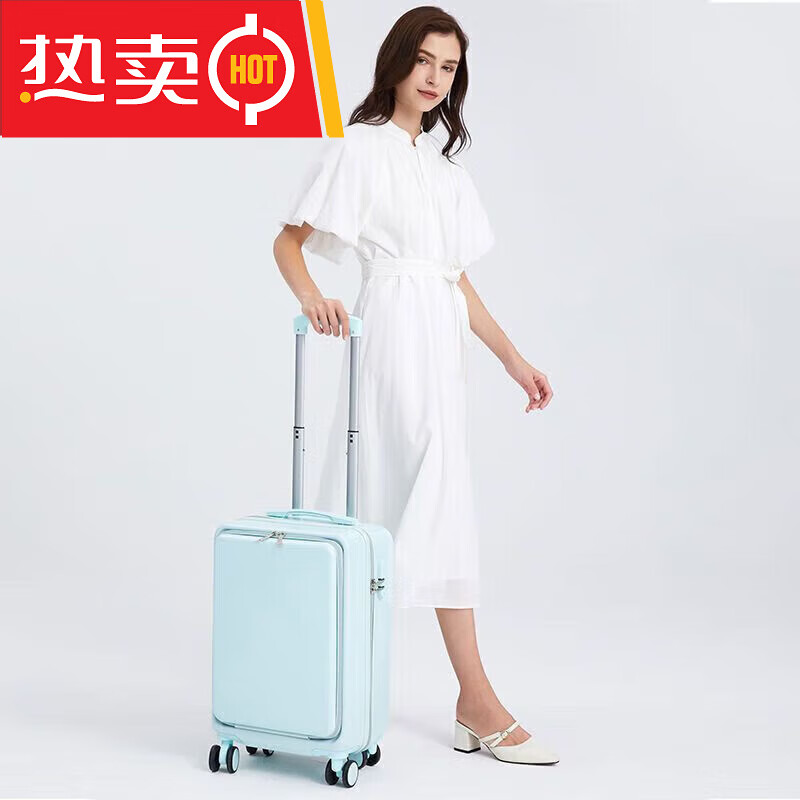地平线8号前开盖行李箱女学生拉杆箱男旅行箱子密码箱包结实耐用登机箱 复古黑(铝框款) 28寸(前盖侧开)