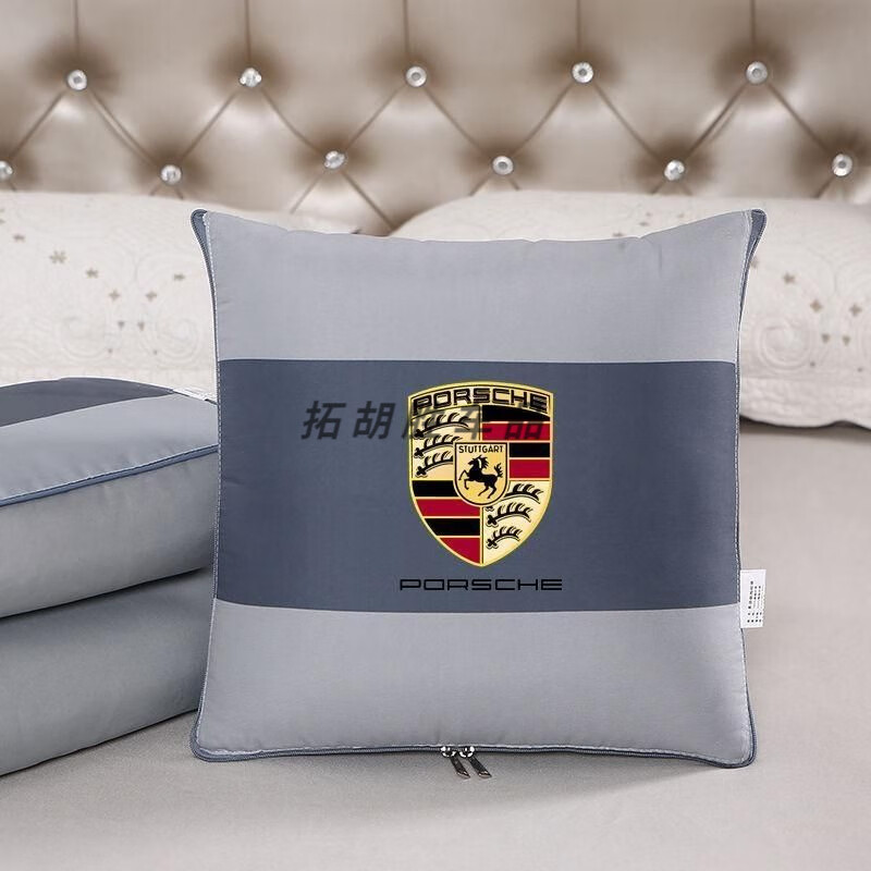 行后汽车抱枕被子两用靠垫多功能一体午睡车载靠枕空调被三合一抱枕 保时捷 抱枕40*40cm  展开105*150cm