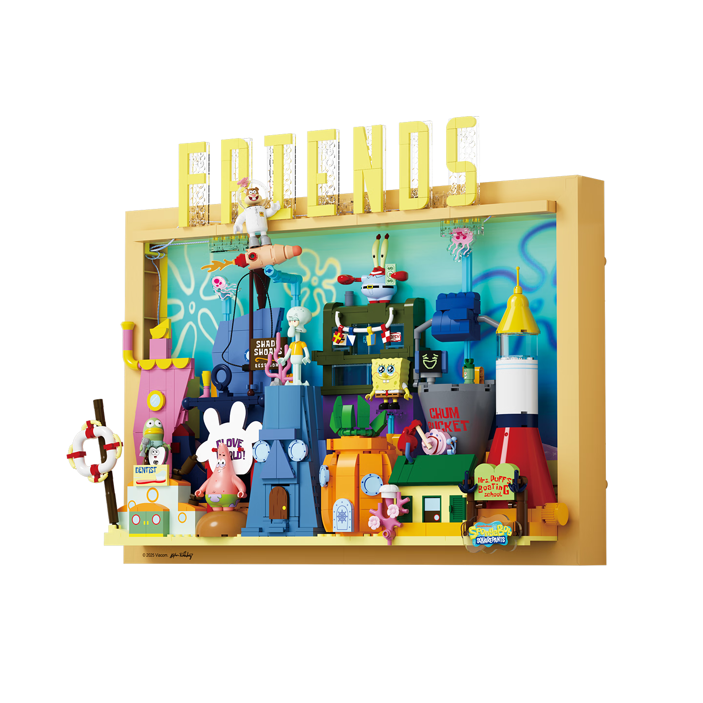 AREA-X砖区海绵宝宝正版授权潮玩积木玩具兼容乐高生日礼物 比奇堡乐园