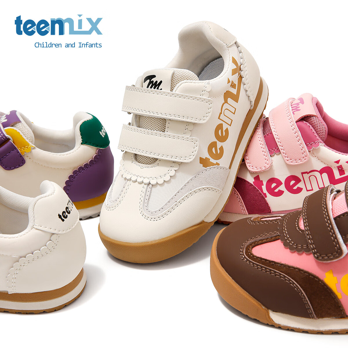 天美意童鞋2025年春秋新款女童百搭休闲鞋男童运动鞋儿童阿甘鞋 桃红色 30