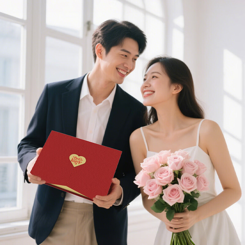 七匹狼男士皮带真牛皮商务自动扣裤腰带实用生日情人节礼物送男友老公 敞开心扉爱意礼 110cm -120cm可备注