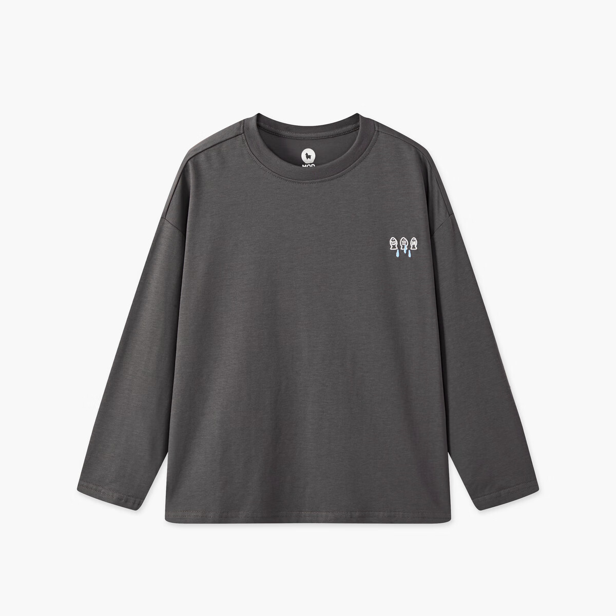 马骑顿（MQD）男童25秋新款街潮学院风卡通打底衫亲肤柔软宽松落肩长袖T恤 碳黑 140