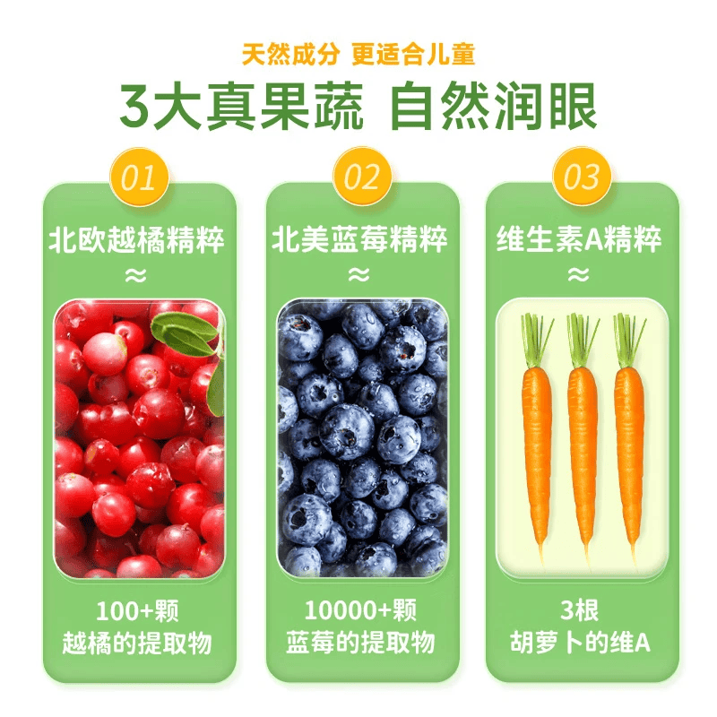 Ameri-Vita【限量50件19.9元】亚美唯他进口越橘儿童叶黄素软糖保护视力10粒