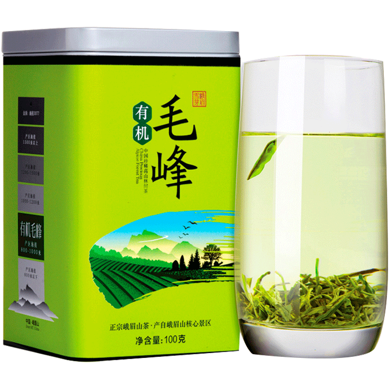 峨眉雪芽有機(jī)毛峰茶葉 2025新茶 峨眉山高山綠茶自飲罐裝 100g