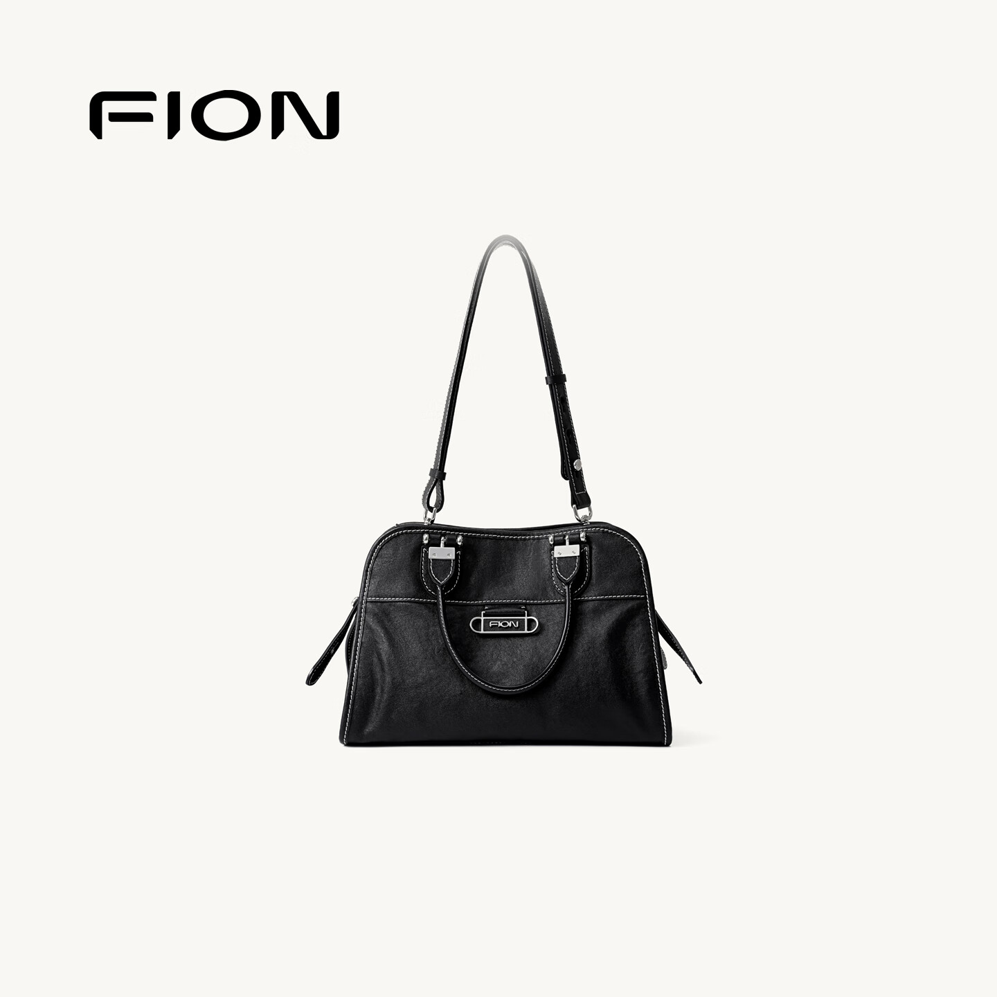 菲安妮(FION)2025新款托特包高级感真皮女包简约手提单肩斜挎包包大容量 啡/棕-中号