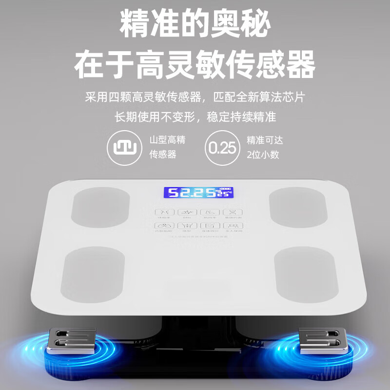 DIKTT德国体重称减肥专用智能精准体重充电款体重称高精度家用精准到0.01克减肥专用可测体脂家用充电 【皓月白-体重秤/充电款】精准智芯+精准称重
